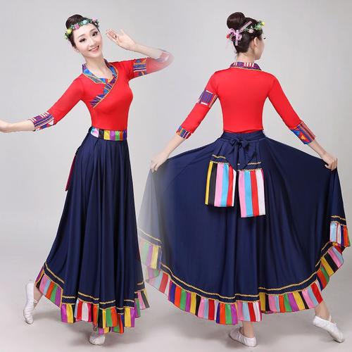 新款少数民族服装藏族舞蹈演出服中国风广场舞衣服民族风大摆舞裙